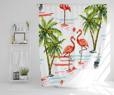 Flamingo & Palm Trees (Shower Curtain) / Default Title Price Comparisons | Compare The Build