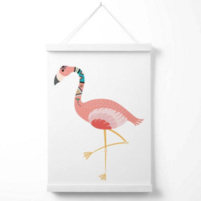 Flamingo Tribal Animal Poster with Hanger / 33cm / White