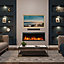 FLAMME 50"/127cm Castello Slim Frame Recessed Media Wall Inset Electric Fireplace with Multi Flame Colours 750W/1500W