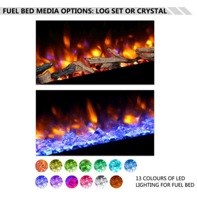 FLAMME 55"  Carmaux Freestanding Electric Fireplace Suite, 3 Flame Colours, 2000W Heater, Cement Grey