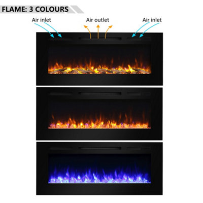 FLAMME 55"  Carmaux Freestanding Electric Fireplace Suite, 3 Flame Colours, 2000W Heater, Cement Grey