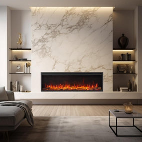 FLAMME 60"/127cm Deep Fuel Bed Castello Platinum Smart Inset Media Wall Electric Fireplace