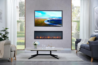 FLAMME 60" Avena Media Wall Insert/Freestanding Fireplace