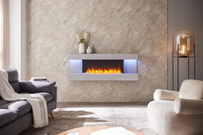 FLAMME 60" Kingston Wall Mounted Fireplace up to 60" with 3 Flame Colours and 13 Mood Lighting Options Multiple Colours Available