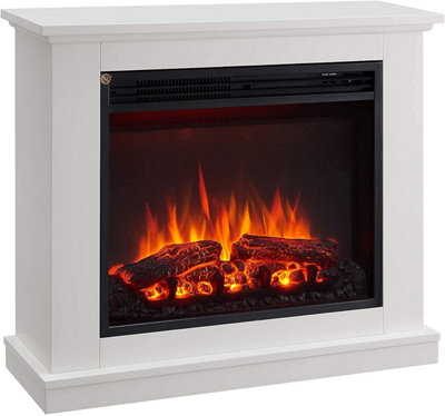 FLAMME Ashbourne Fireplace with 32" surround with 2kW Fireplace Heater White Multiple Colours Available