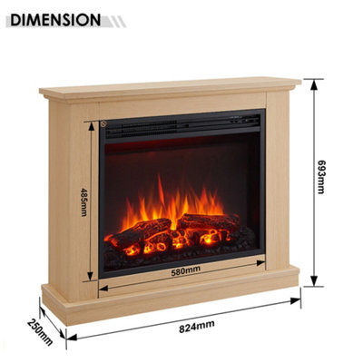 FLAMME Ashbourne Fireplace with 32" surround with 2kW Fireplace Natural Oak White Multiple Colours Available