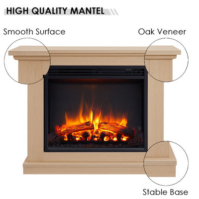FLAMME Ashbourne Fireplace with 32" surround with 2kW Fireplace Natural Oak White Multiple Colours Available