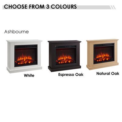 FLAMME Ashbourne Fireplace with 32" surround with 2kW Fireplace Natural Oak White Multiple Colours Available