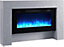 FLAMME Carmaux 55" / 141cm Freestanding Electric Fireplace Suite, 3 Flame Colours, 2000W Heater, Cement Grey
