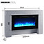 FLAMME Carmaux 55" / 141cm Freestanding Electric Fireplace Suite, 3 Flame Colours, 2000W Heater, Cement Grey