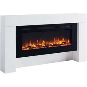 FLAMME Carmaux 63" / 161cm Freestanding Electric Fireplace Suite, 3 Flame Colours, 2000W Heater, White