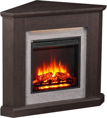 FLAMME Howick Corner Fireplace with 38'' surround with 2kW Fireplace Heater Espresso Oak Multiple Colours Available