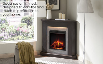 FLAMME Howick Corner Fireplace with 38'' surround with 2kW Fireplace Heater Espresso Oak Multiple Colours Available