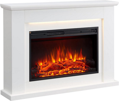 FLAMME Ingleton Fireplace with 48" surround with 2kW Fireplace Heater Espresso Oak Multiple Colours Available