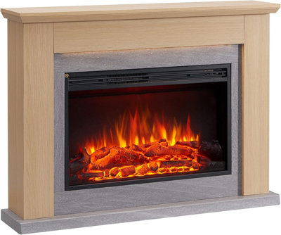 FLAMME Ingleton Fireplace with 48" surround with 2kW Fireplace Heater Espresso Oak Multiple Colours Available