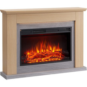 FLAMME Ingleton Fireplace with 48" surround with 2kW Fireplace Heater Espresso Oak Multiple Colours Available