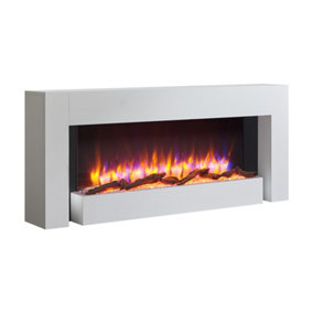 FLAMME Kingston Freestanding Electric Fireplace 1kW/2kW Heater with 3 Flame Colours and 13 Fuel bed Lighting Options
