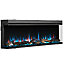 FLAMME Knighton 150cm/59" 3-Sided Electric Media Wall Fire Multiple Flame Colours Sound Effects and APP Control