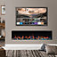 FLAMME Knighton 180cm/71" 3-Sided Electric Media Wall Fire Multiple Flame Colours Sound Effects and APP Control