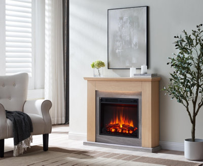 FLAMME Mardella Fireplace with 40" surround with 2kW Fireplace Heater Black Multiple Colours Available