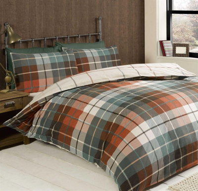 Flanelette Brushed Cotton Tartan Duvet Cover Set