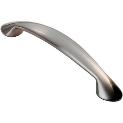 Flared Cabinet Pull Handle 165.5 x 23mm 128mm Fixing Centres Satin Nickel