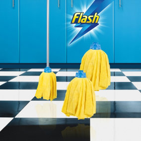 Flash 3 Piece Handle, 3 x 100% Microfibre Mop Heads Set