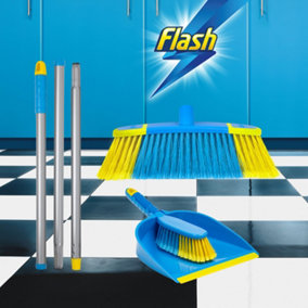 Flash 3 Piece Handle, Broom Head, Dustpan & Brush Set