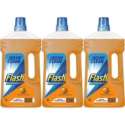 Flash All Purpose Liquid Cleaner, Mandarin and Cedarwood, 1L (Pack of 3