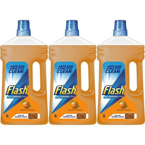 Flash All Purpose Liquid Cleaner, Mandarin and Cedarwood, 1L (Pack of 3)