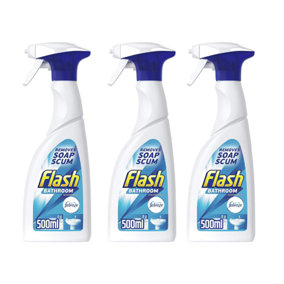 Flash Bathroom Surface Cleaner Spray, 500ml x 3