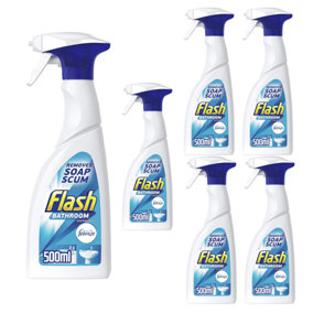 Flash Bathroom Surface Cleaner Spray, 500ml x 6