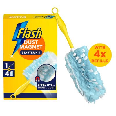 Flash Dust Magnet Duster Starter Kit 1 Handle And 4 Refills x 3 Boxes