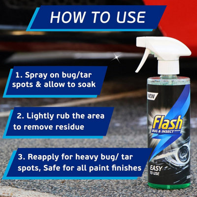 FLASH Insect Bug Remover Spray Powerful Car Cleaner for Tar & Bugs 6x500ml