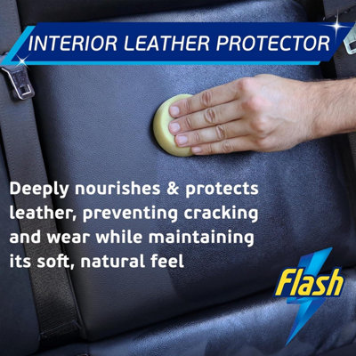 FLASH Leather Protector Spray Clean Restore & Protect Car Interiors 6x500ml