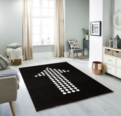 Flash Modern Rug with Arrow Pattern-Black & White
