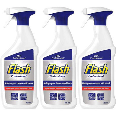 Flash Professional Multi-Purpose Cleaner with Bleach Spray 750ml (Pack of 3)