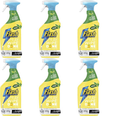 Flash Spray Wipe Done Kitchen Crisp Lemon 800ml (Pack of 6)
