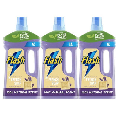 Flash Traditional Multi Surface Cleaner Liquid, Natural French Soap, 1L (Pack of 3)