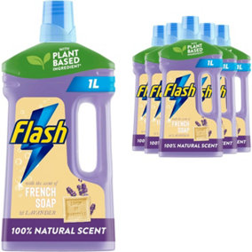 Flash Traditional Multi Surface Cleaner Liquid, Natural French Soap, 1L (Pack of 6)