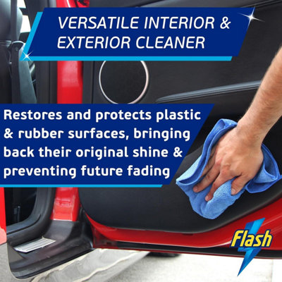FLASH Trim & Rubber Care Dashboard Bumper Protector & Cleaner Spray 3x500ml