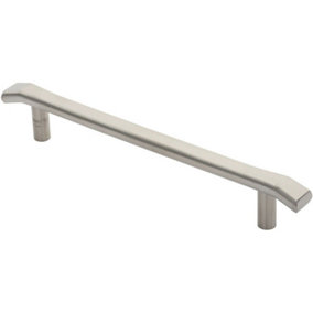 Flat Bar Pull Handle with Chamfered Edges 300mm Fixing Centres Satin Steel