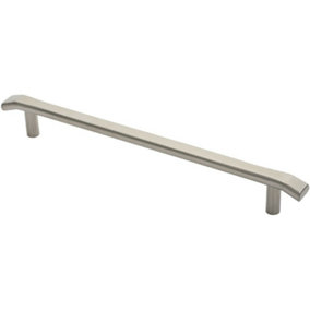 Flat Bar Pull Handle with Chamfered Edges 400mm Fixing Centres Satin Steel