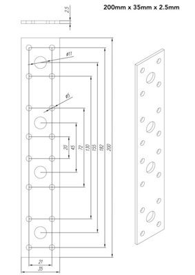 Flat Bracket 2.5mm Heavy Duty Connecting Joining Plate Galvanised Steel Sheet