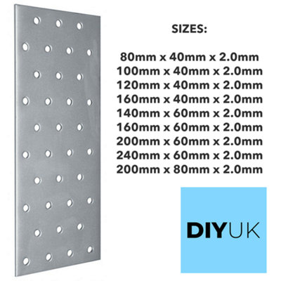 Flat Bracket  40x100x2 Connecting Joining Plate ( 20 pcs ) 2mm Thick Galvanised Heavy Duty Metal Steel - 6