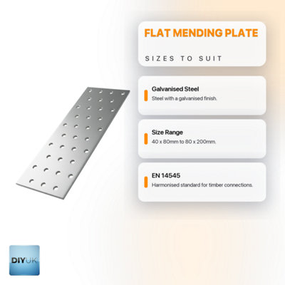 Flat Bracket 60 x 140 x 2mm Connecting Joining Plate ( Pack of: 1 ) Galvanised Heavy Duty Premium Flat Joining Plates