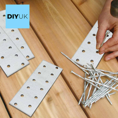 Flat Bracket 80 x 200 x 2mm Connecting Joining Plate ( Pack of: 5 ) Galvanised Heavy Duty Premium Flat Joining Plates