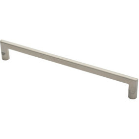 Flat D Bar Door Pull Handle 475 x 15mm 350mm Fixing Centres Satin Steel
