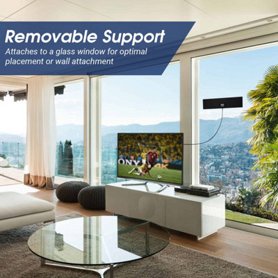 Flat Design Freeview Digital High Gain Indoor Antenna - Window or Wall Mount with 5dBi Reception - August DTA420
