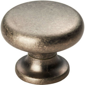 Flat Faced Round Door Knob 34mm Diameter Pewter Small Cabinet Handle